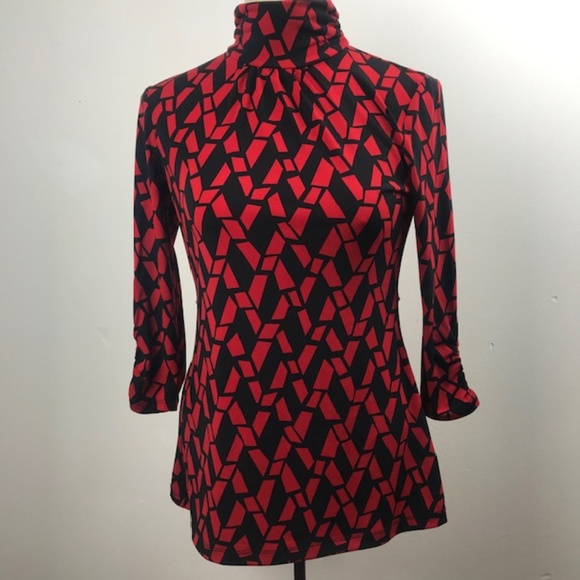 Style & Co. Size P Red and Black pattern Shirt - Picture 1 of 8